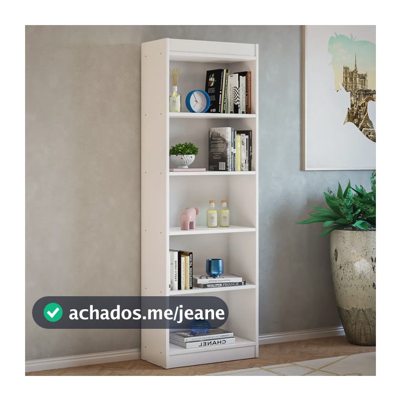 Estante Livreiro 5 Prateleiras Multiuso Organizador Moderno Branco