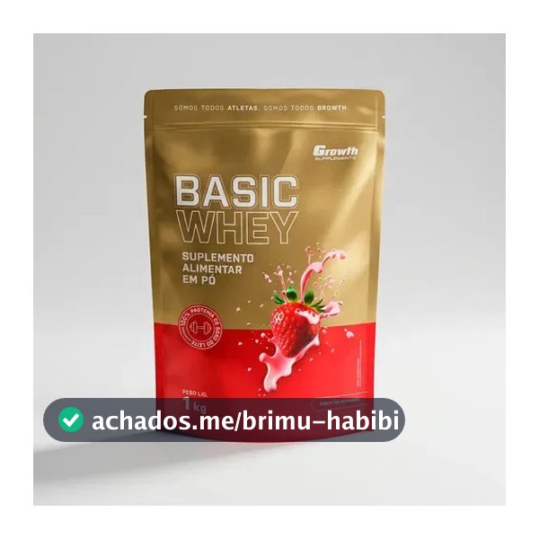 Proteína Growth Supplements Basic Whey Pro em pó sabor Morango x 1kg
