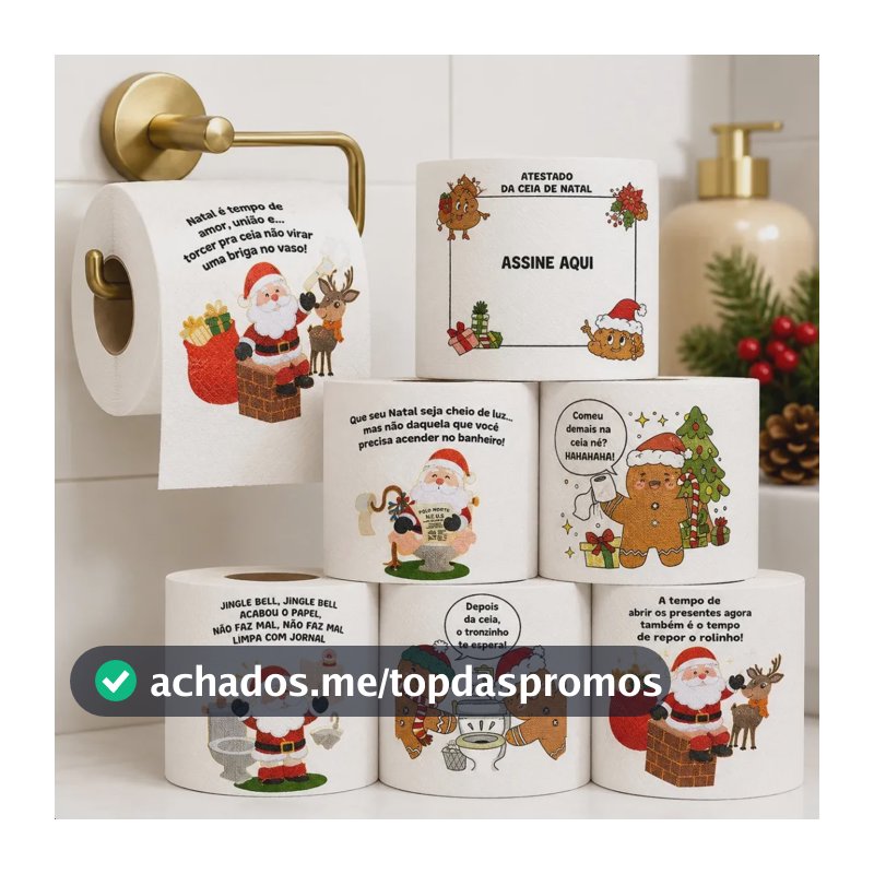 Kit 02 Papel Higiênico Com Papai Noel Decoração Banheiro Natal Kiryu