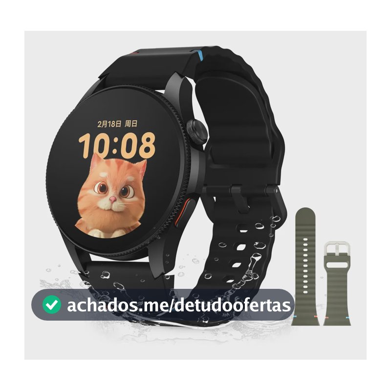 Smartwatch Aurafit G12, Gps, Resistência À Água 3atm, Preto Preto Mesh Verde-militar/preto