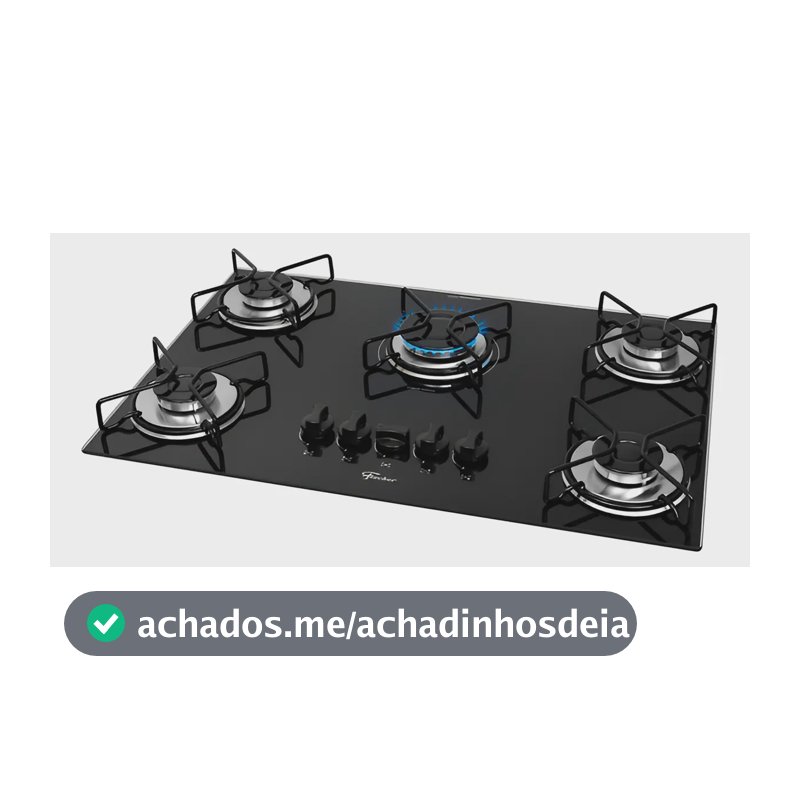 Cooktop a Gás Fischer 5 Bocas Fit Line Trempe Esmaltada Aramado
