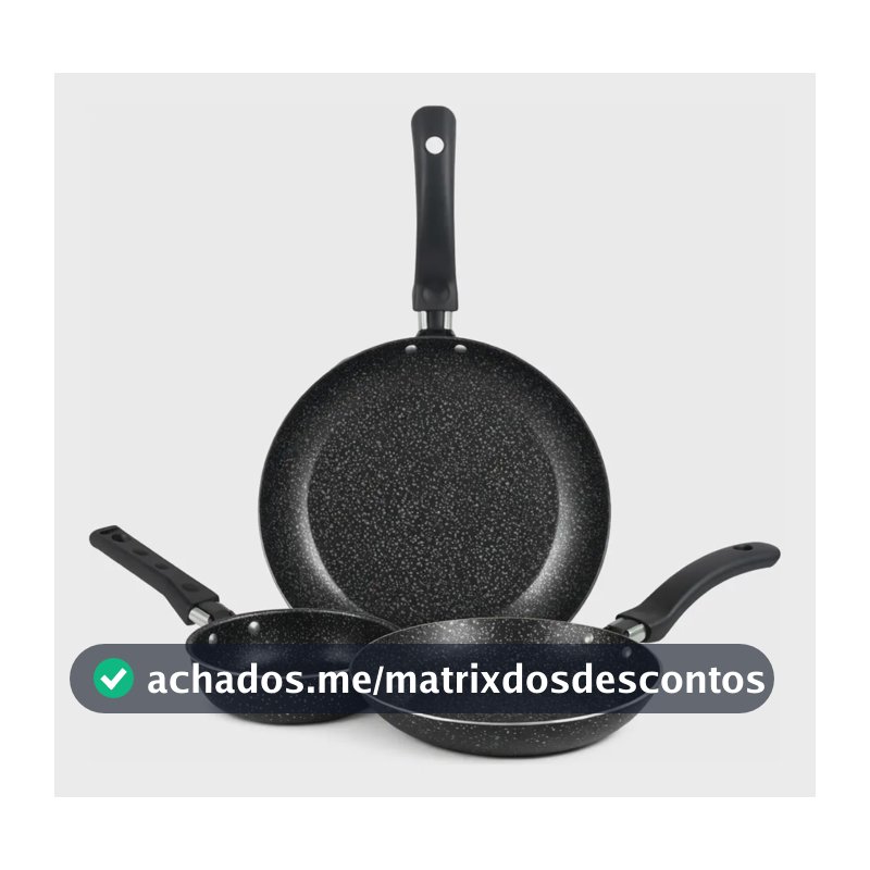 Jogo De Frigideiras Francesas 3 Peças 14 18 24cm Preto Nacional