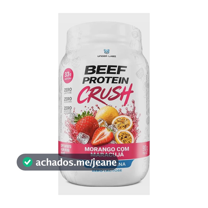 Beef Protein Crush Under Proteína Isolada 100% Carne Bovina Morango Com Maracuja 910g