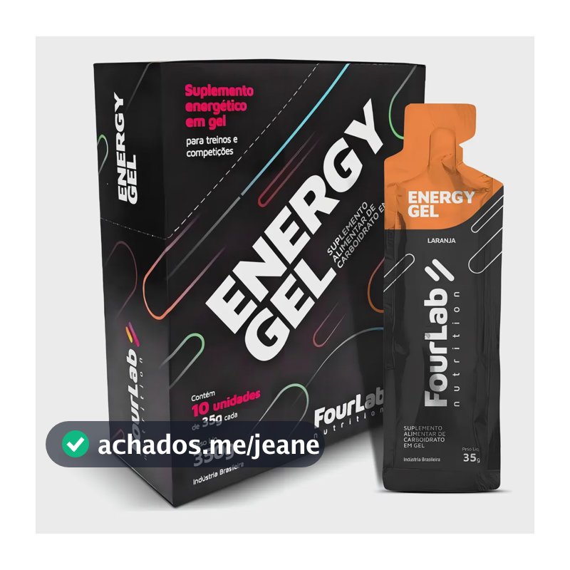 Gel De Carboidrato Energy Gel Caixa 10 Sachês - Fourlab Sabor Laranja