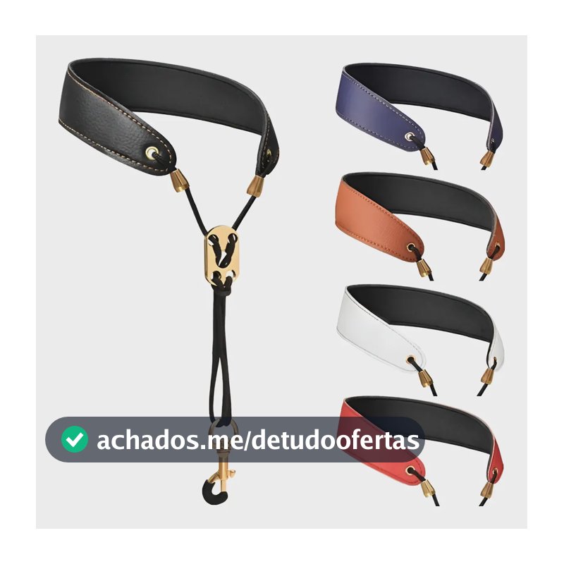 Correia Para Sax Alto Acolchoado Ajustável Cores 10% Off Preta
