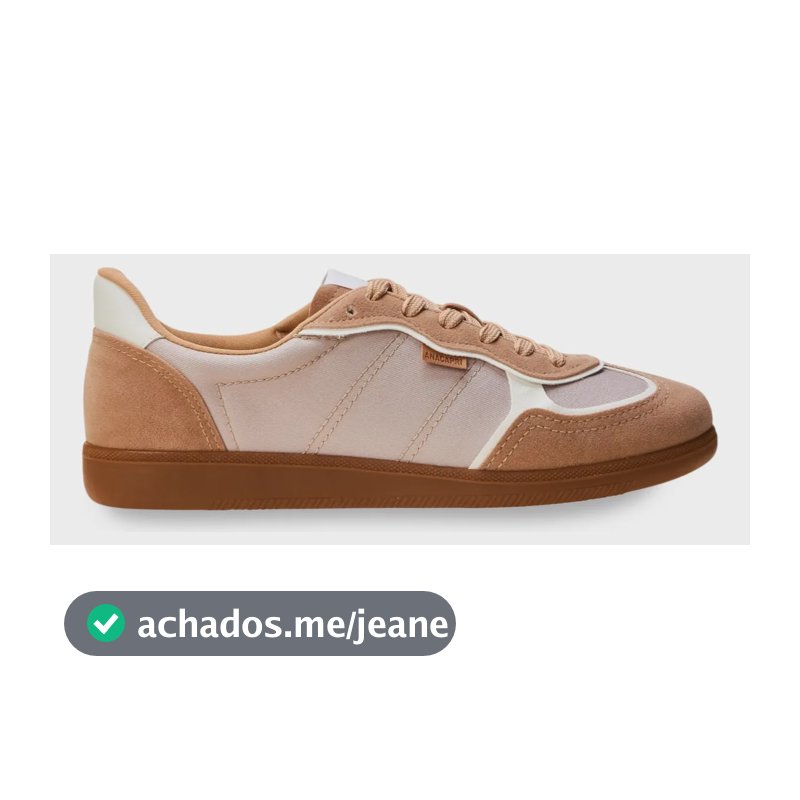 Tênis Casual Feminino A'25 Com Solado Emborrachado Anacapri Bege Liso 38 Br