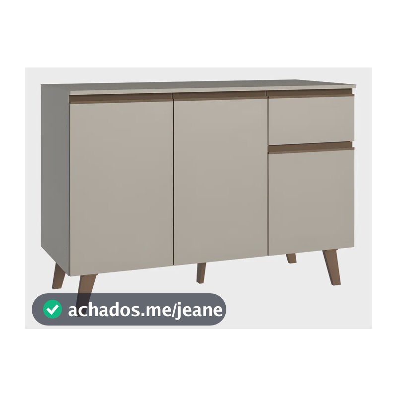 Balcão Cozinha 120 Cm 3 Portas 1 Gav Com Pés Nice Madesa Cre Bege