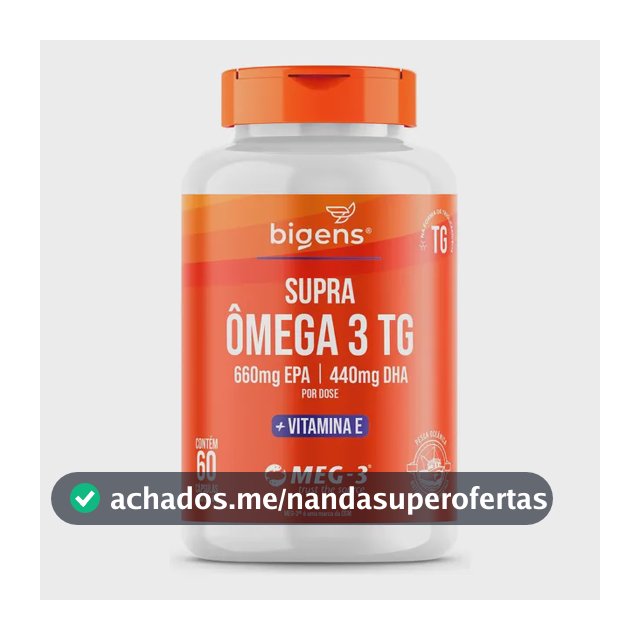 Ômega 3 Bigens Supra TG com Vitamina E 660mg Epa 440mg Dha 60 Cápsulas