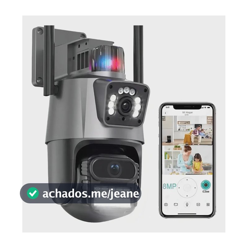 Câmera Segurança Ip Wifi P11 Lente Dupla 6mp Full Hd App Icsee Cor Preto G.Eye