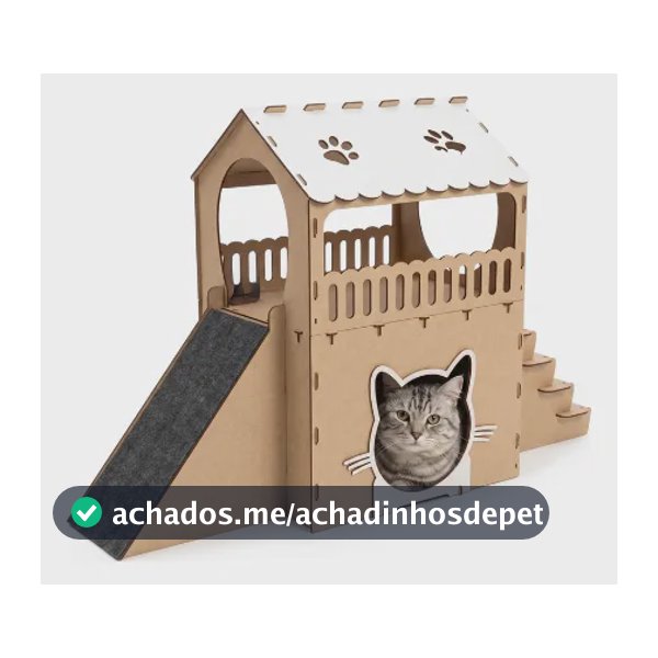 Casa De Gato Com Rampa Arranhador Toca Grande Escada Degraus Bege