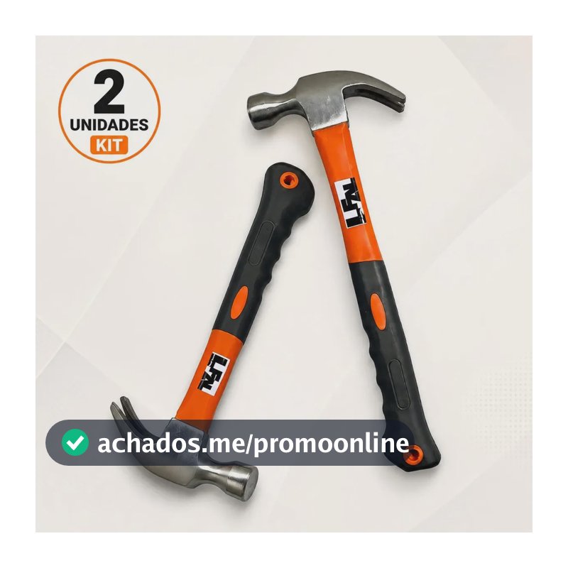 Kit 2 Martelo De Prego Profissional Tipo Unha Cabeça Aço Cabo Fibra Emborrachado Resistente Ferramenta Portátil Multifuncional Construção Obra Casa Pedreiro Carpinteiro Serralheiro Reforma Marca Lfal