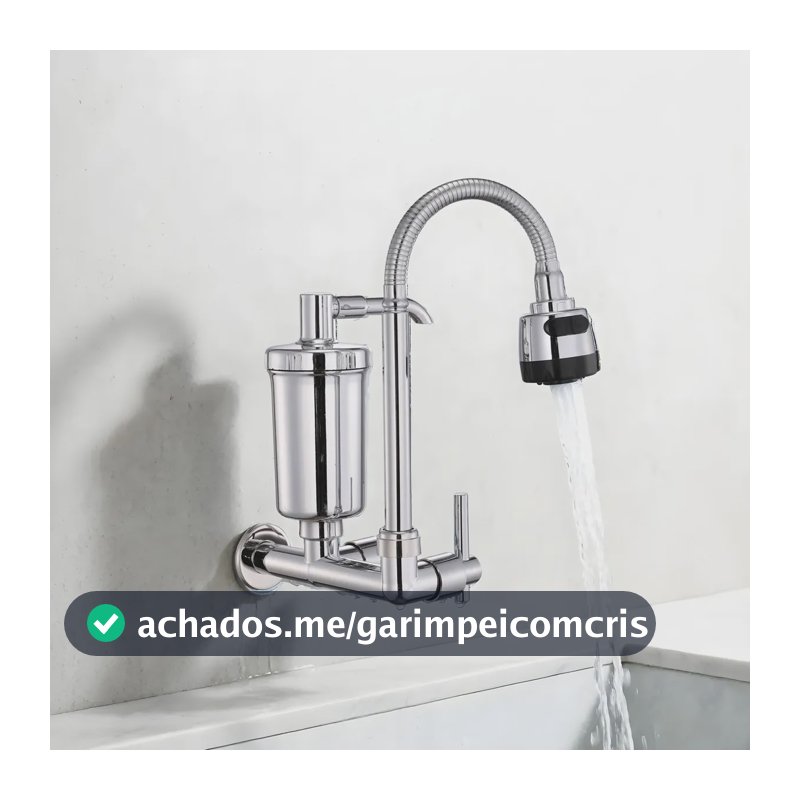 Torneira De Parede Com Filtro Para Cozinha Flexível Parede Prateado Parede