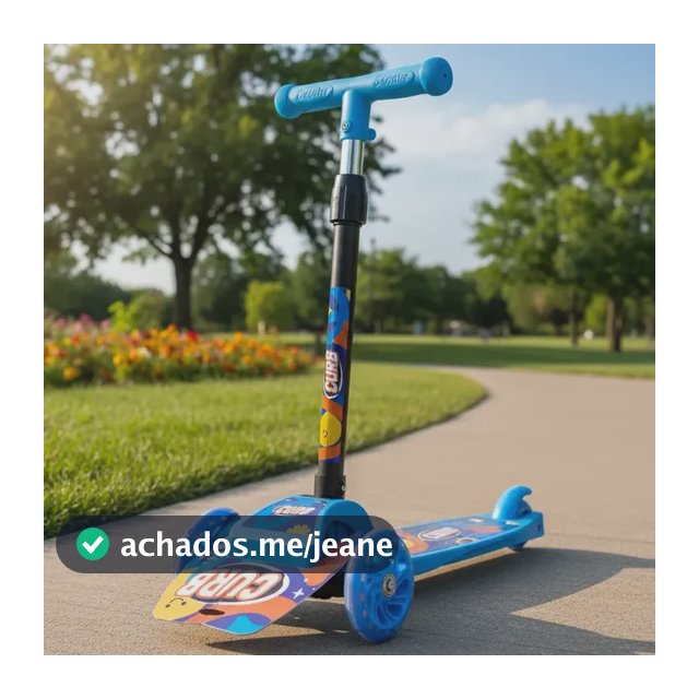 Patinete Infantil 3 Rodas Com Led Curb Dobrável 30kg Azul Azul-celeste