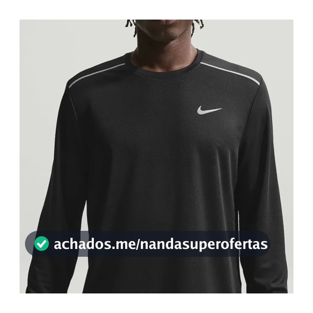 Camiseta Dri-fit Nike Manga Longa Uv Miler Masculina Preto G
