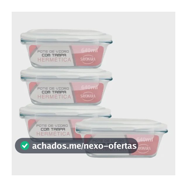 Kit 4 E 6 Pote Hermetico De Vidro 640ml Marmita Alimento 4 Unidades