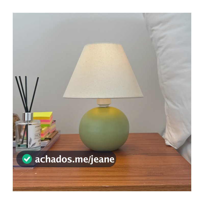 Abajur Luminária De Mesa Bolinha Quarto Cabeceira Lâmpada Verde Pistache Tecido 127/220v