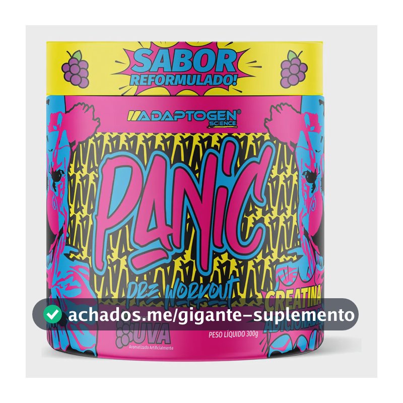 Suplemento Em Pó Adaptogen Science Panic Pré Treino com creatina Pote 300g Sabor Uva