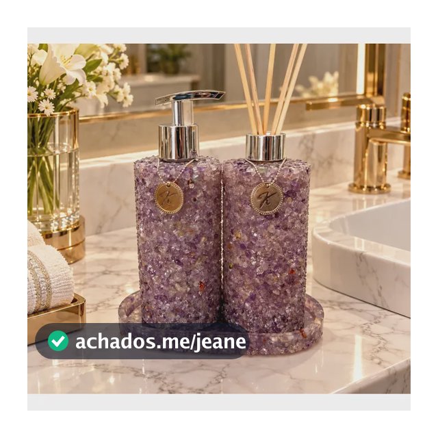 Kit Vidro Aromatizador E Saboneteira Com Bandeja Quartzo