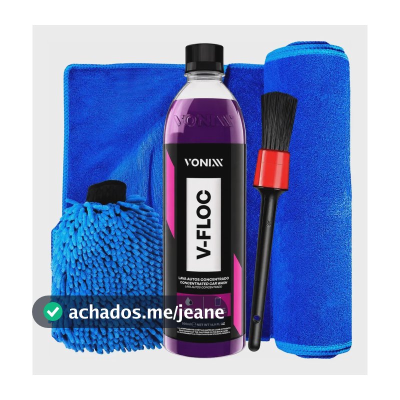 Shampoo V-floc Toalha Secagem Luva Microfibra Pincel Vonixx