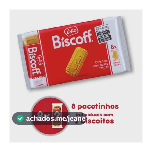 Biscoito Biscoff Bolacha Lotus Belga 124g 8 Pacotes Com 2un