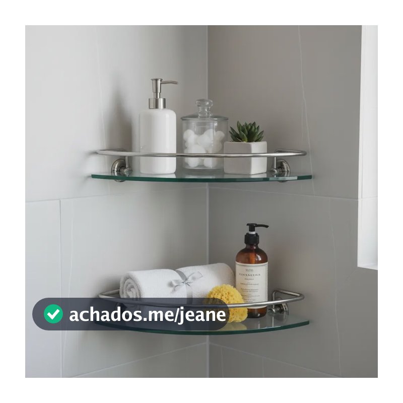 Kit Porta Shampoo Prateleira Banheiro 2pçs Vidro Cantoneira