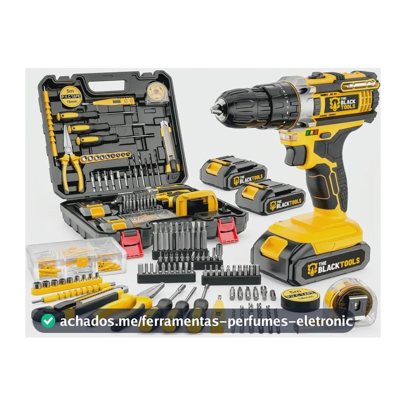 Parafusadeira Furadeira De Impacto The Black Tools Tbkit18 Com Maleta