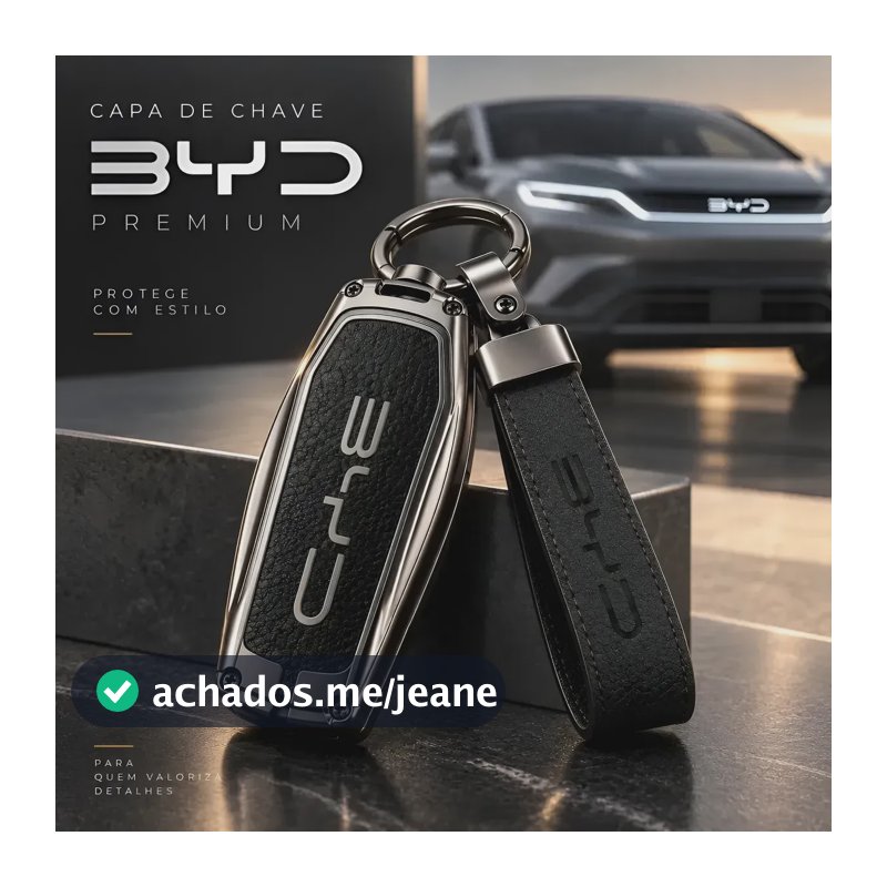 Capa para Chave BYD Metálica com Chaveiro e Película, Proteção Premium