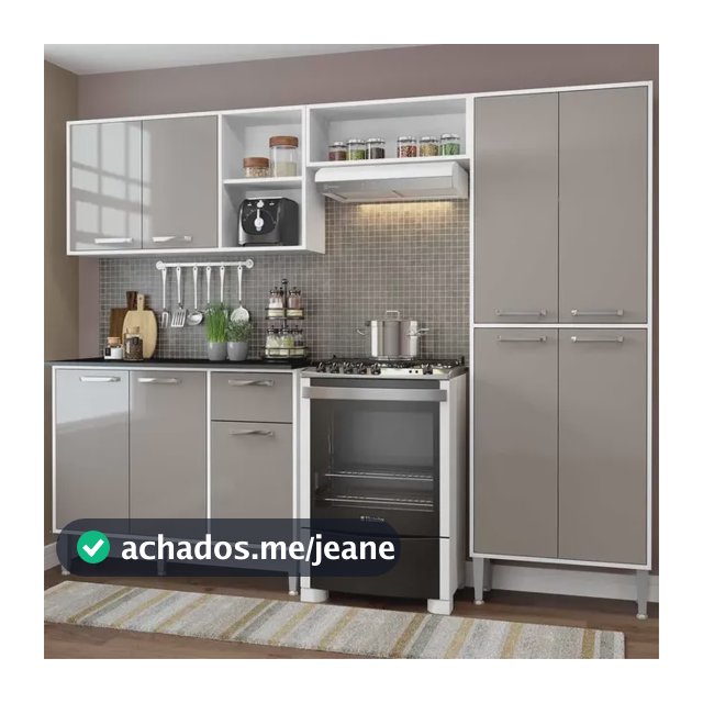 Armário de Cozinha Compacta Xangai Multimóveis VM2840 Branco/Lacca Fumê