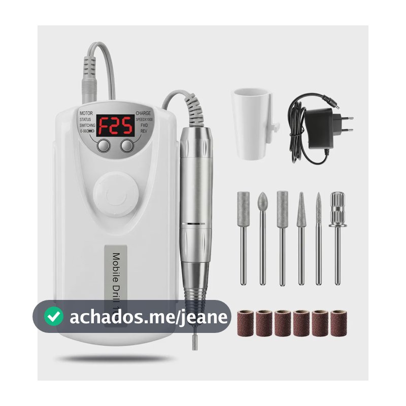 Lixadeira Elétrica Portátil 30000 Rpm Para Unhas Gel Bivolt Branco 127/220v