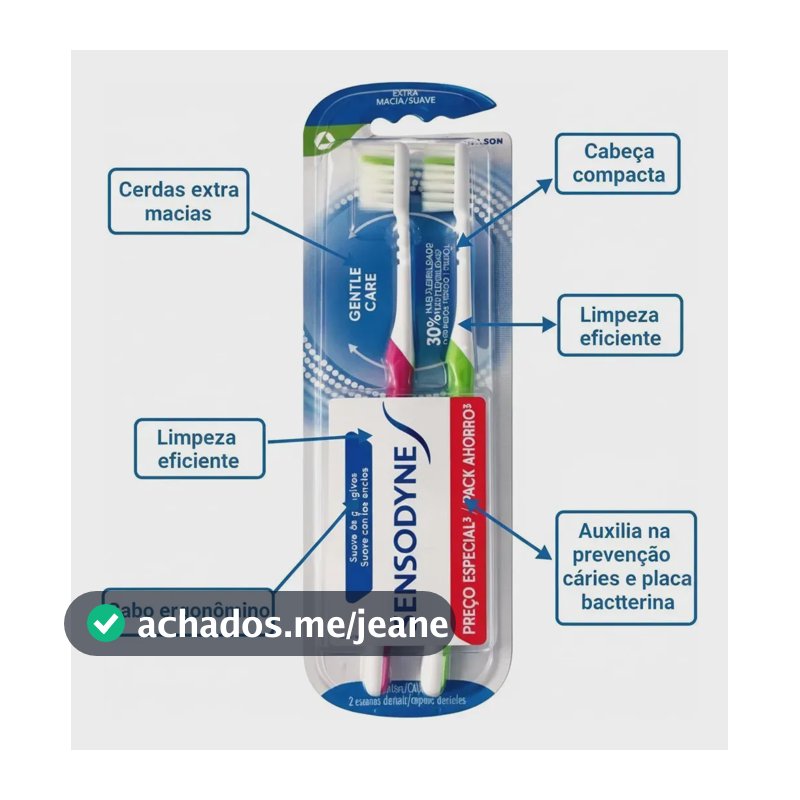 Escova de Dente Sensodyne Gentle para Dentes e Gengivas Sensíveis Cerdas Extra Macias e Limpeza Suave 2 unidades