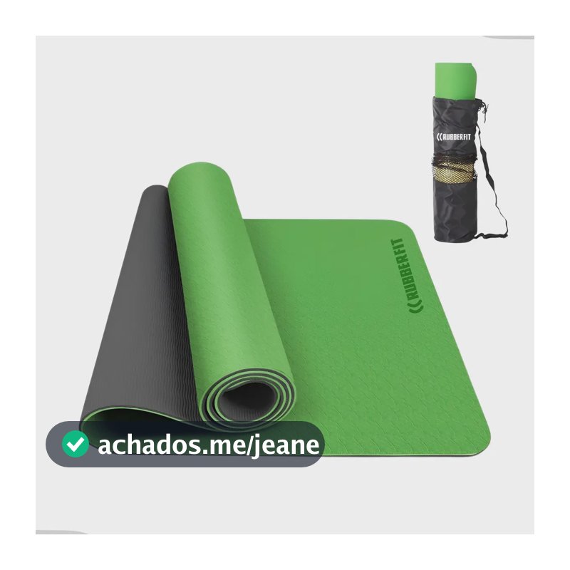 Tapete De Yoga Rubber Fit Tpe Biodegradável Azul 6mm. Cor Preto e verde