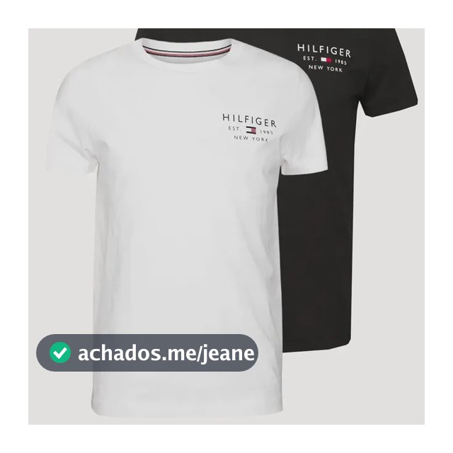 Kit Camisetas Tommy Hilfiger Brand Love Small Preta/braca Preta/branca S/p