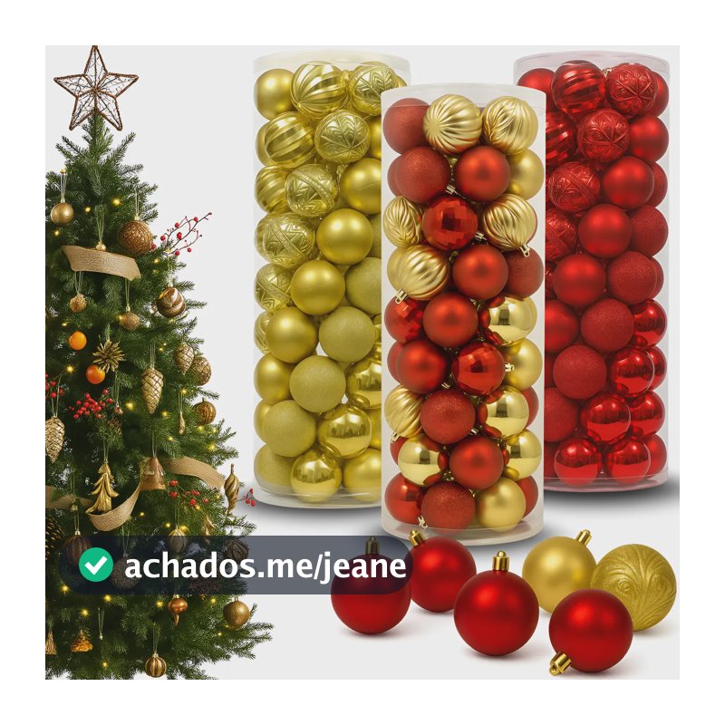 Kit 45 Bolas Bolinhas 4cm Para Árvore De Natal Lisa Fosca E Glitter Enfeite Natalino Premium Decoração Luxo Artezenato Cor Mista