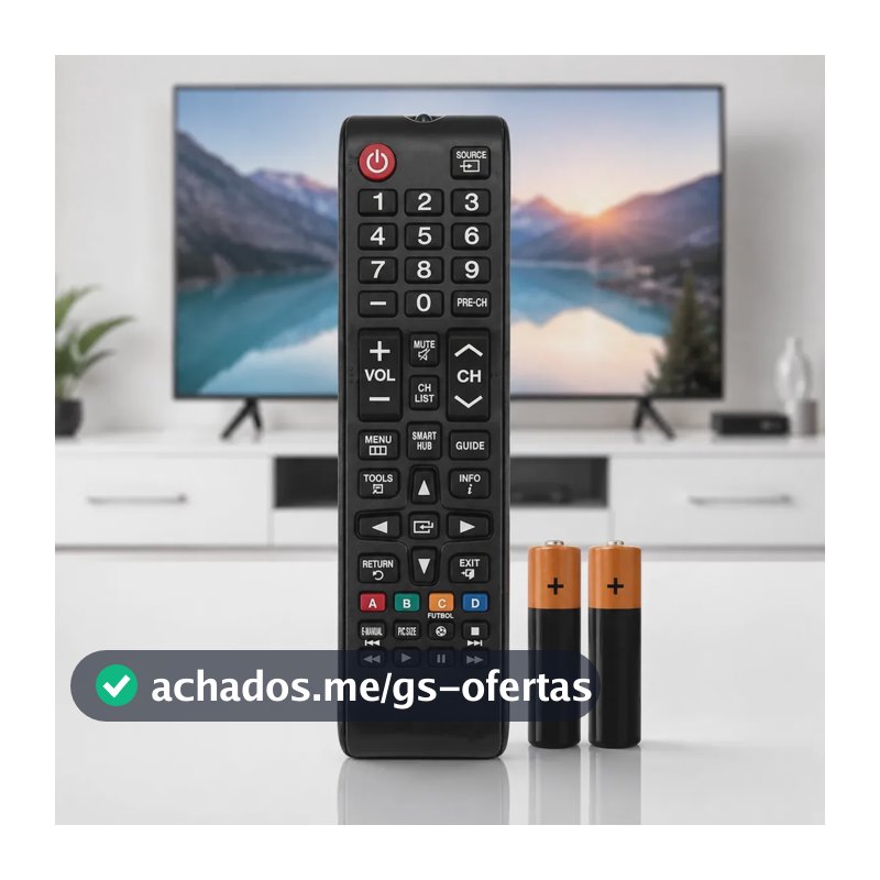 Controle Remoto Para Tv Samsung Smart Hub + 2 Pilhas Audiogeek
