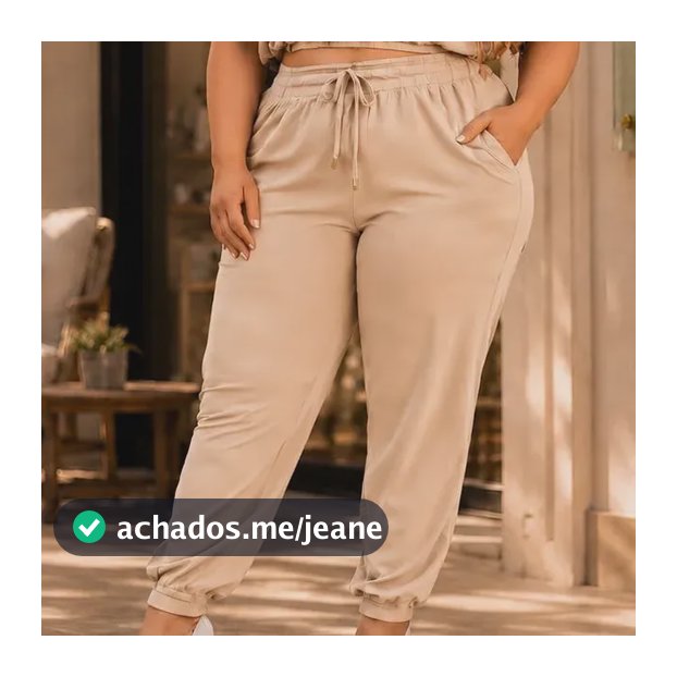 Conjunto Feminino Plus Size Calça Jogger  Cropped Com Mangas
