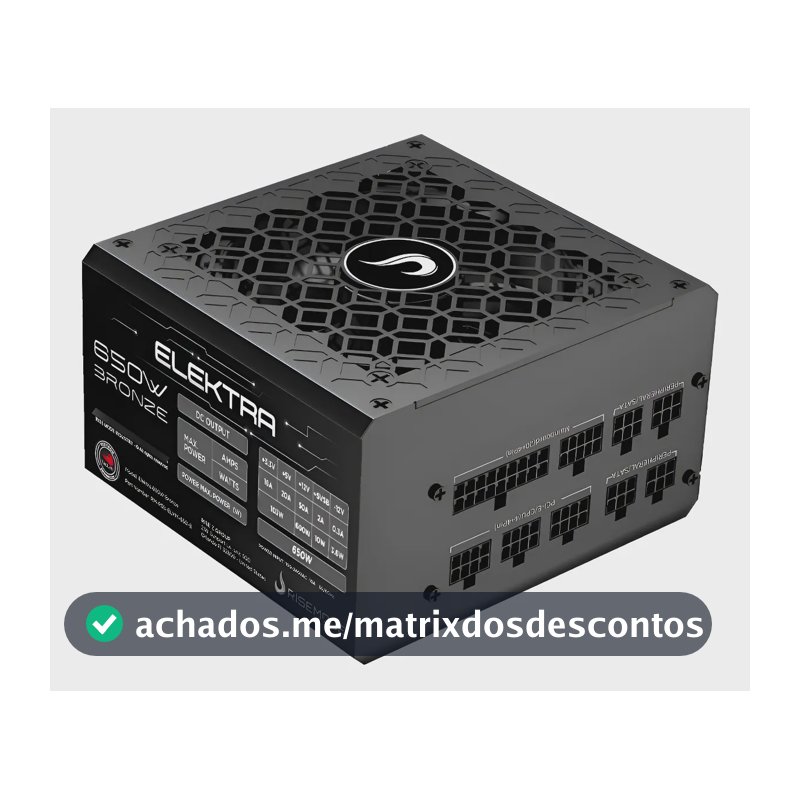 Fonte Gamer Rise Mode Elektra 650w Full Modular Selo Teclab Preto