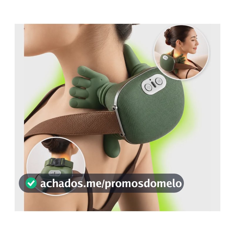 Massageador Pescoço Ombro Maozinha 3d Aquecimento Elétrico 127/220v Verde-musgo