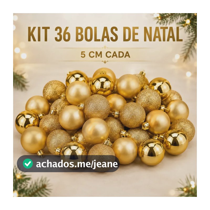 Kit Bolas de Natal Douradas Redondas para Árvore – 36 Unidades de 5cm