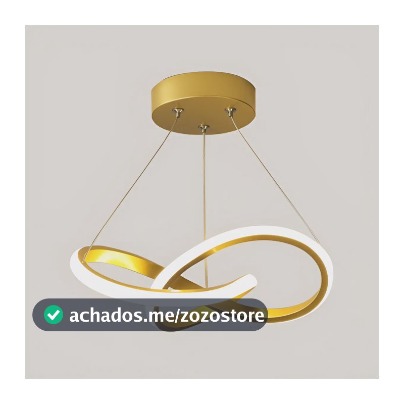 Lustre Pendente Moderna Led,luminaria Dourado Redondo Sala 127/220v Dourado