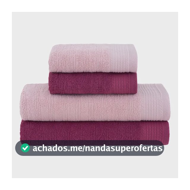 Jogo de toalhas de banho Buddemeyer Brisa 4pçs cor rosa e bordô