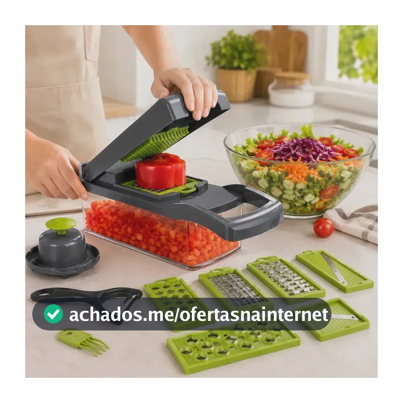 Cortador Fatiador Ralador Legumes 16 Pecas Multifuncional Cinza-escuro