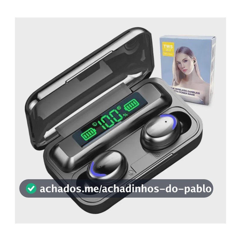 Fone De Ouvido Bluetooth 5.1 Sem Fio F9-5 Carregador De Celular Cor Preto