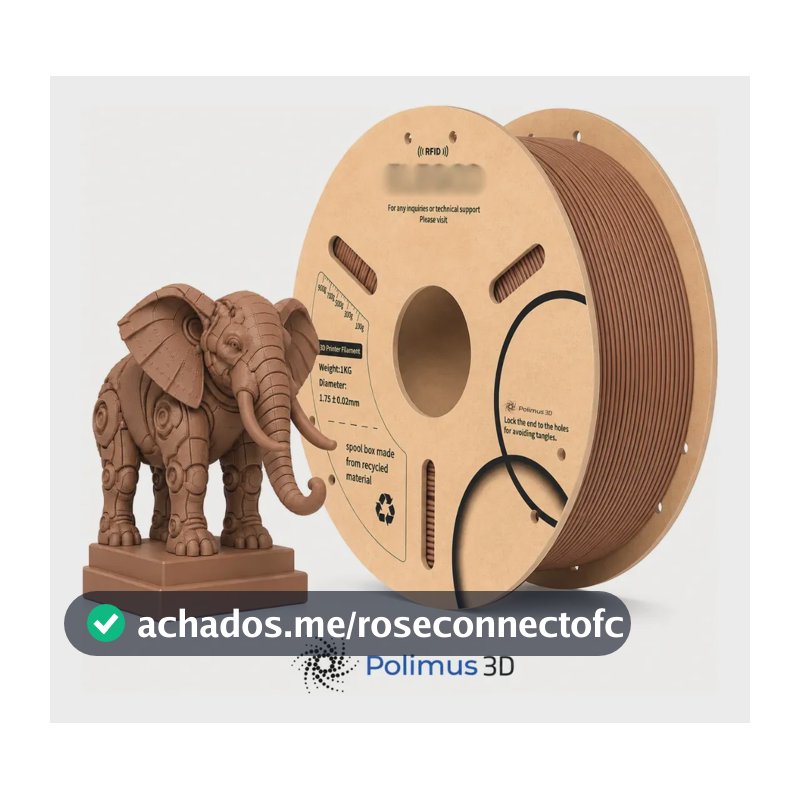 Filamento PLA Marrom Polimus 3D de 1.75 mm para Impressão 3D 1 kg