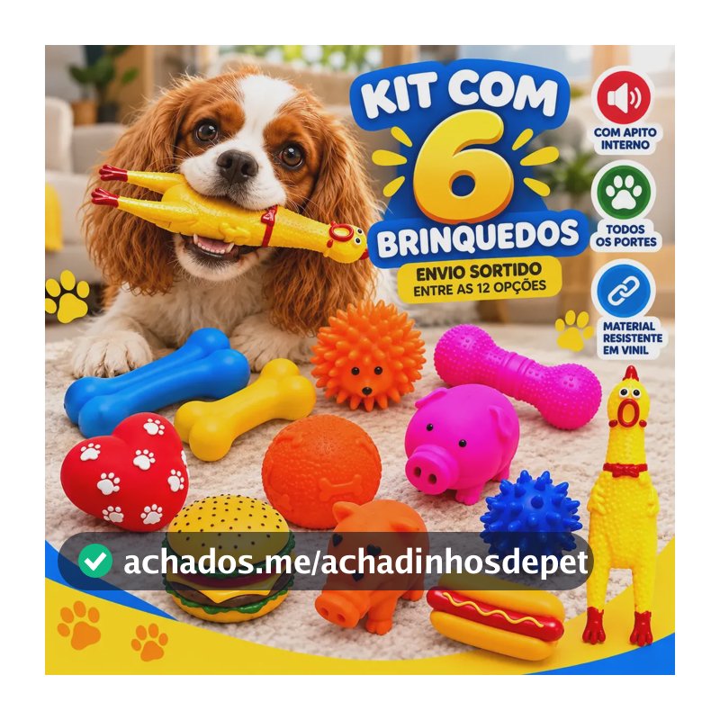 Kit 6 Brinquedos Para Filhote Cachorro Pet Mordedor Bolinha