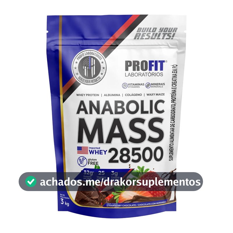 Anabolic Mass 28500 3kg Suplemento Profit Labs Sabor Sensação