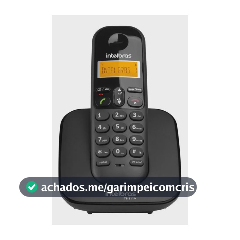 Telefone Sem Fio Intelbras Ts 3110 Preto Visor Luminoso Com Identificação de Chamadas