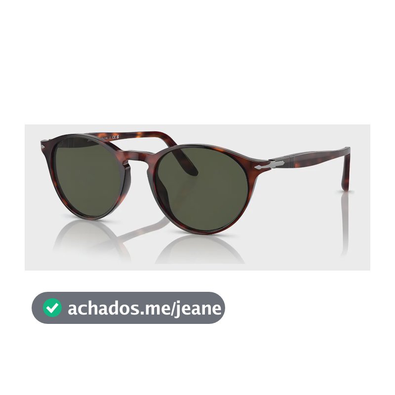 Óculos de Sol Persol Redondo Marrom Lente Verde Proteção UV