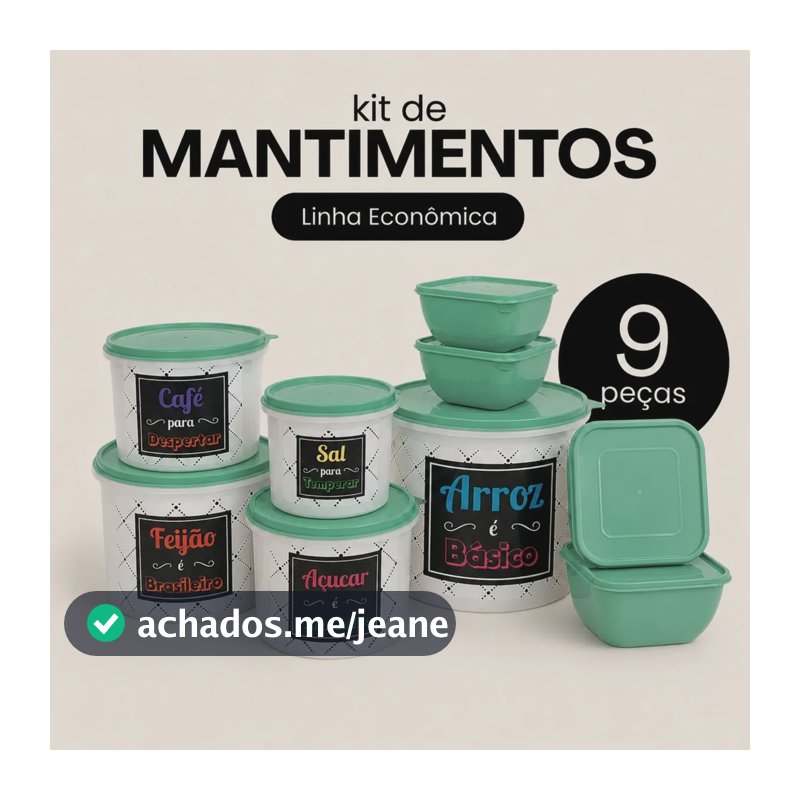 Kit Porta Mantimentos 9 Peças Econômico Cozinha Alimentos Verde Menta Tpw