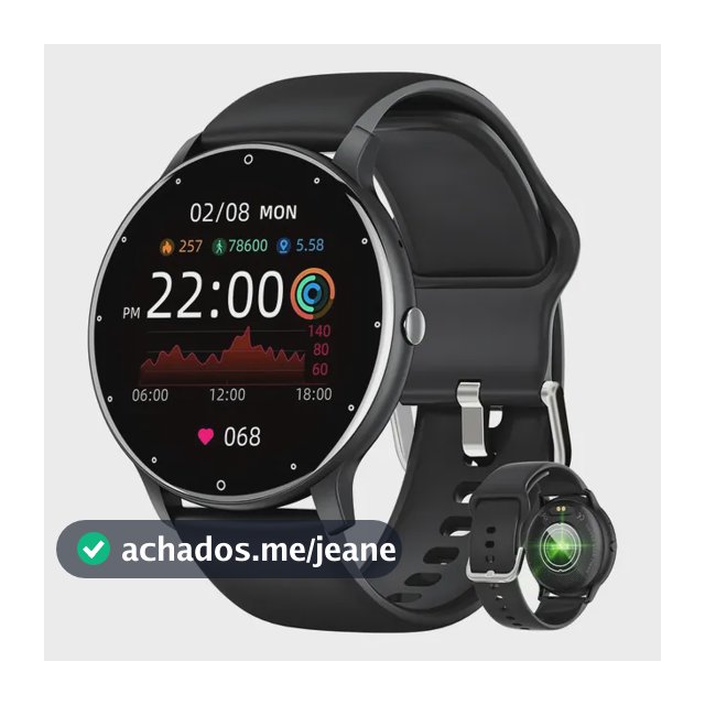 Relógio Inteligente Homens Esporte Smartwatch Impermeável Preto