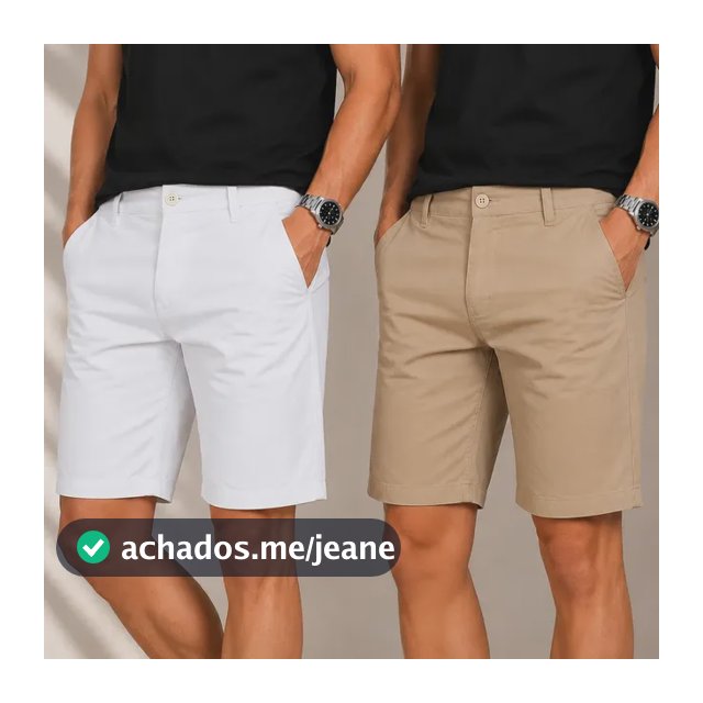 Kit Com 2 Bermudas Masculina Social Chino Sarja Sport Fino